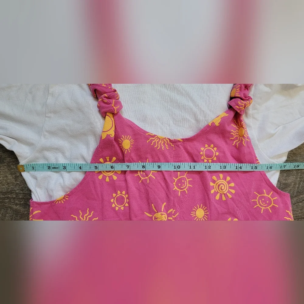 Vintg Early 90's Romper Girls 16/ Women's XS Pink w/90's Style Sun Built-in Tee - Picture 9 of 14
